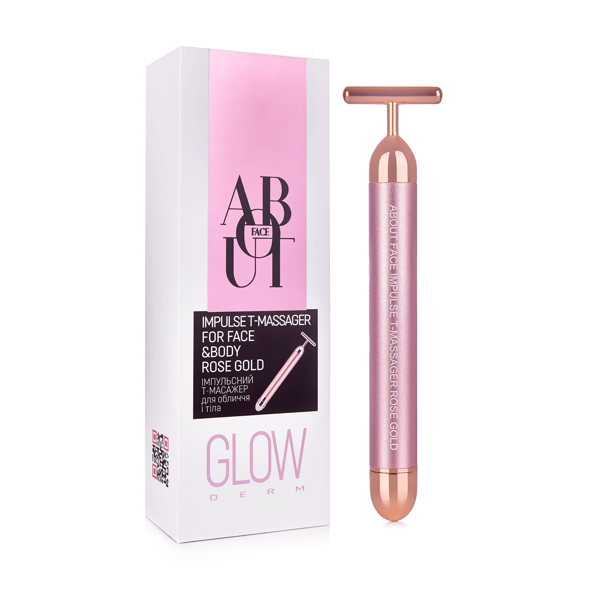 Імпульсний T-масажер для обличчя ABOUT face Impulse T-Massager for Face &amp; Body Rose Gold
